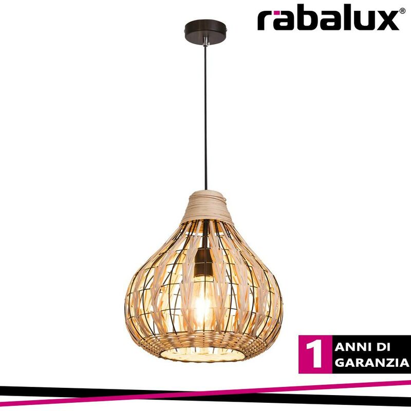 foto del prodotto rabalux zahara, pendant lamp, rattan material in nature color, e27 1