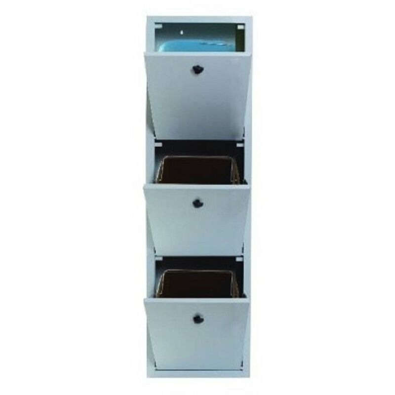 foto del prodotto raccolta differenziata metallo 3 secchi dimensioni 33x29x147 materiale dc01