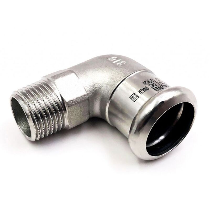 foto del prodotto raccorderie metalliche gomito misto mf 90 filetto m misura 22 x 3 4 m inox 316l a pressare 197304022