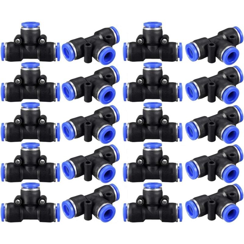 foto del prodotto raccordi a innesto da 8 mm, raccordi a sgancio rapido in plastica da 5 16 pollici, forma a t, connettori pneumatici a pressione per linea dell aria