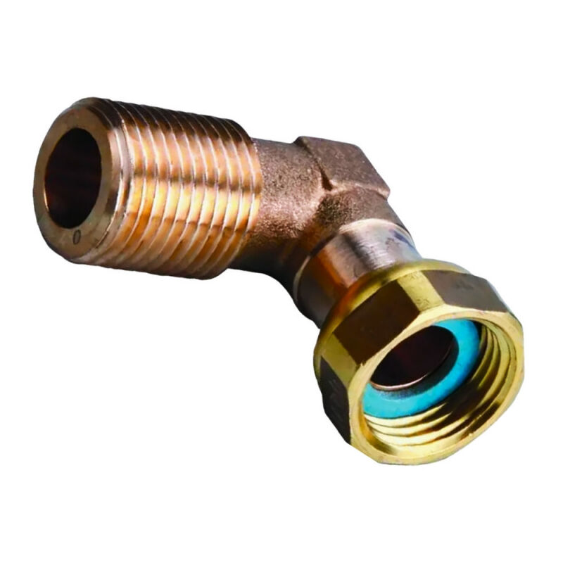 foto del prodotto raccordo a 90 in ottone a gomito per gas naturale 15x21 maschio femmina dado libero