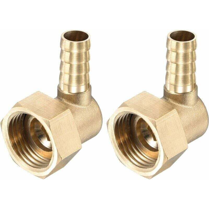 foto del prodotto raccordo a gomito in ottone per tubo flessibile 10 mm x g1 2 femmina connettore per tubo con dado girevole per acqua carburante aria confezione da 2