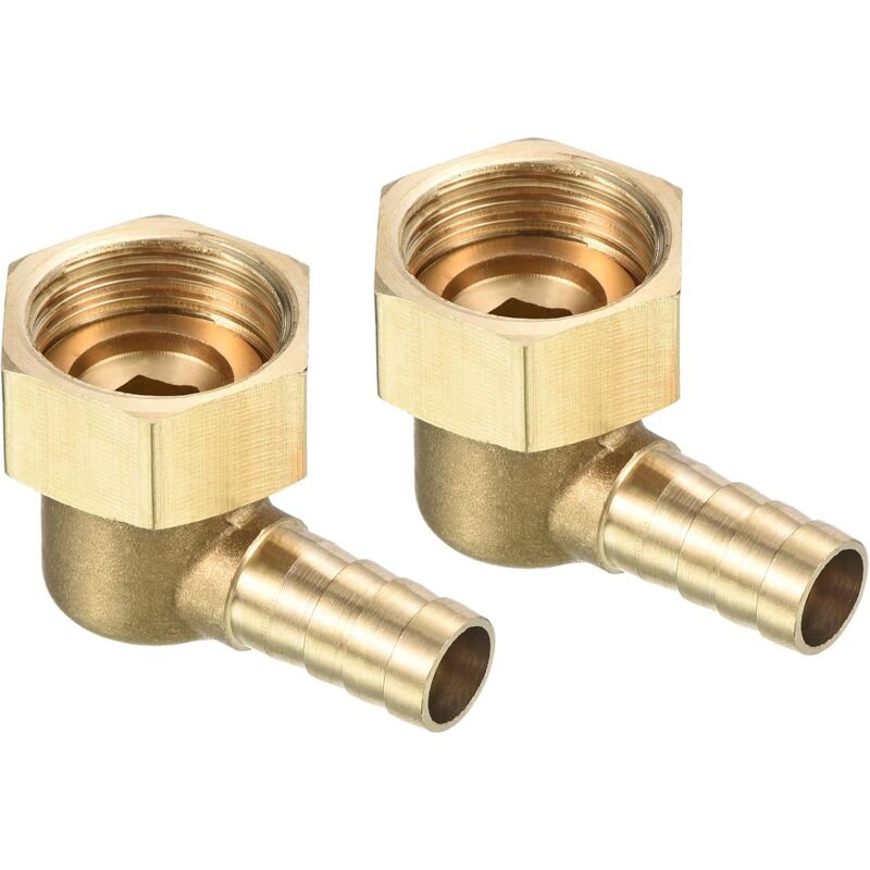 foto del prodotto raccordo a gomito in ottone per tubo flessibile 10 mm x g1 2 femmina connettore per tubo con dado girevole per acqua carburante aria confezione da 2