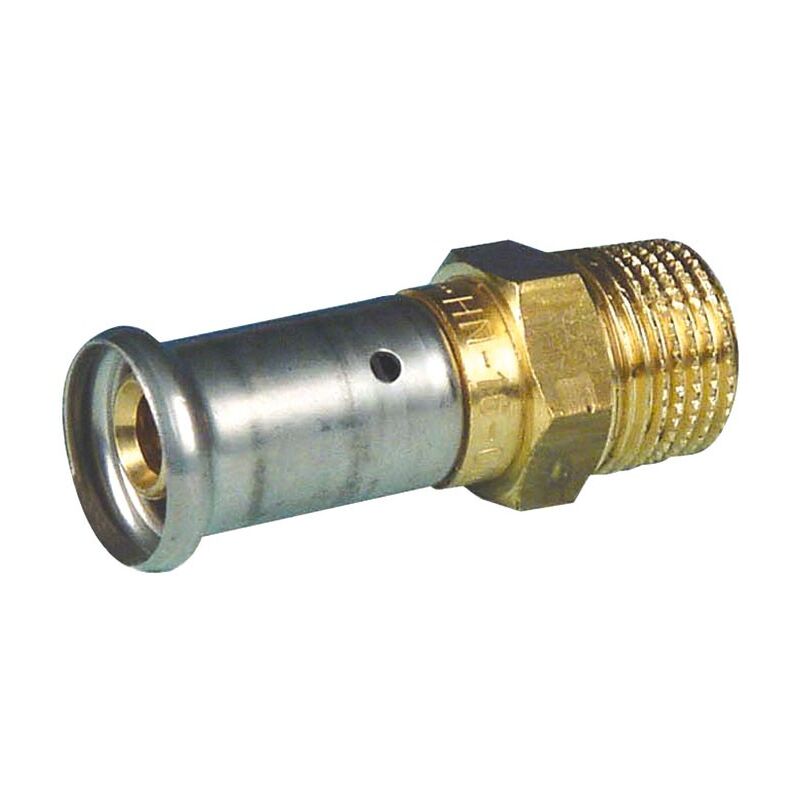 foto del prodotto raccordo a pressare in ottone multistrato maschio diritto - 16 mm x 1 2 - 17p-1604 - henco