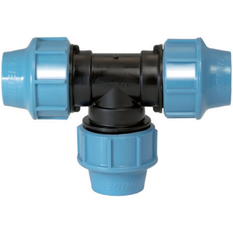 foto del prodotto raccordo a t a 90 in polipropilene a compressione per irrigazione e giardinaggio pn 16 bar 16 x 16 x 16