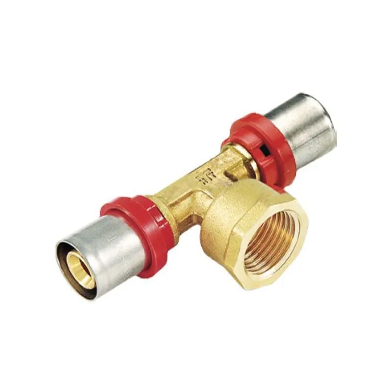 foto del prodotto raccordo a t femmina a pressare per tubo multistrato modello cobrapress 1' 32x3 tiemme