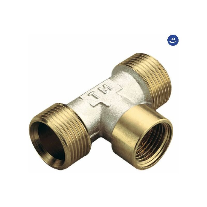 foto del prodotto raccordo a t femmina in ottone giallo modello waterblock-gn 1 2 18 tiemme