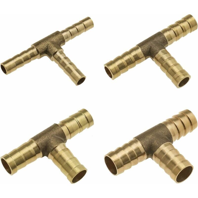 foto del prodotto raccordo a t in ottone a 3 vie per tubo flessibile per carburante, aria, acqua, olio, 6 mm, 8 mm, 10 mm, 12 mm