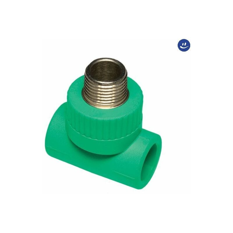 foto del prodotto raccordo a t in polipropilene filettato maschio serie tigris green 20x1 2 wavin