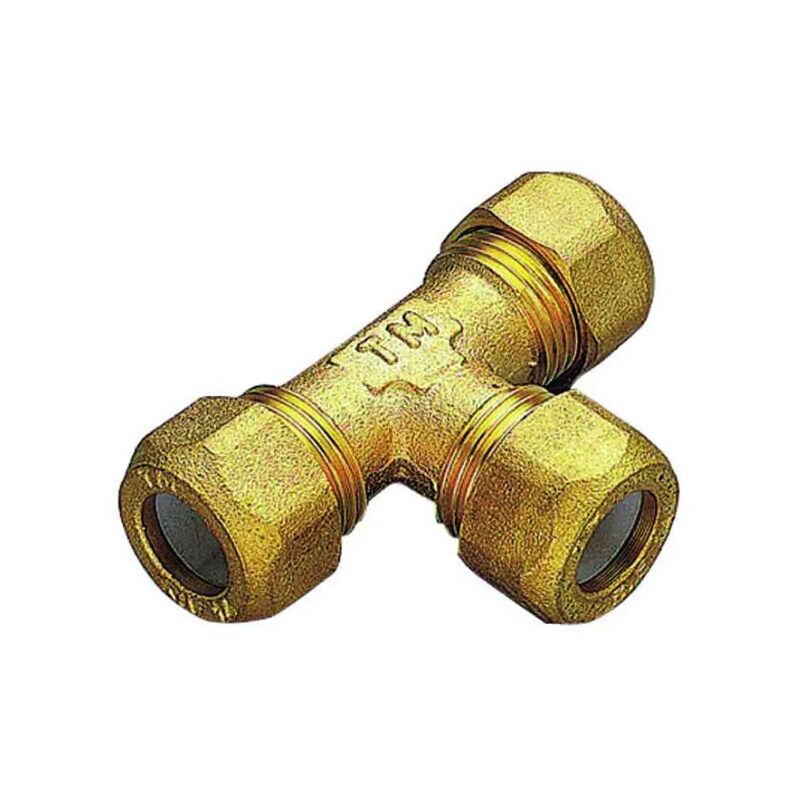 foto del prodotto raccordo a t intermedio con ogiva in ptfe per tubo rame serie 1207 3 8 10 tiemme