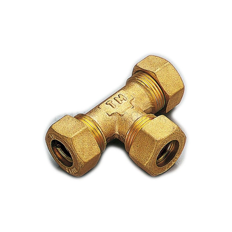 foto del prodotto raccordo a t intermedio con tenuta o-ring per tubo rame modello 1300 14 tiemme