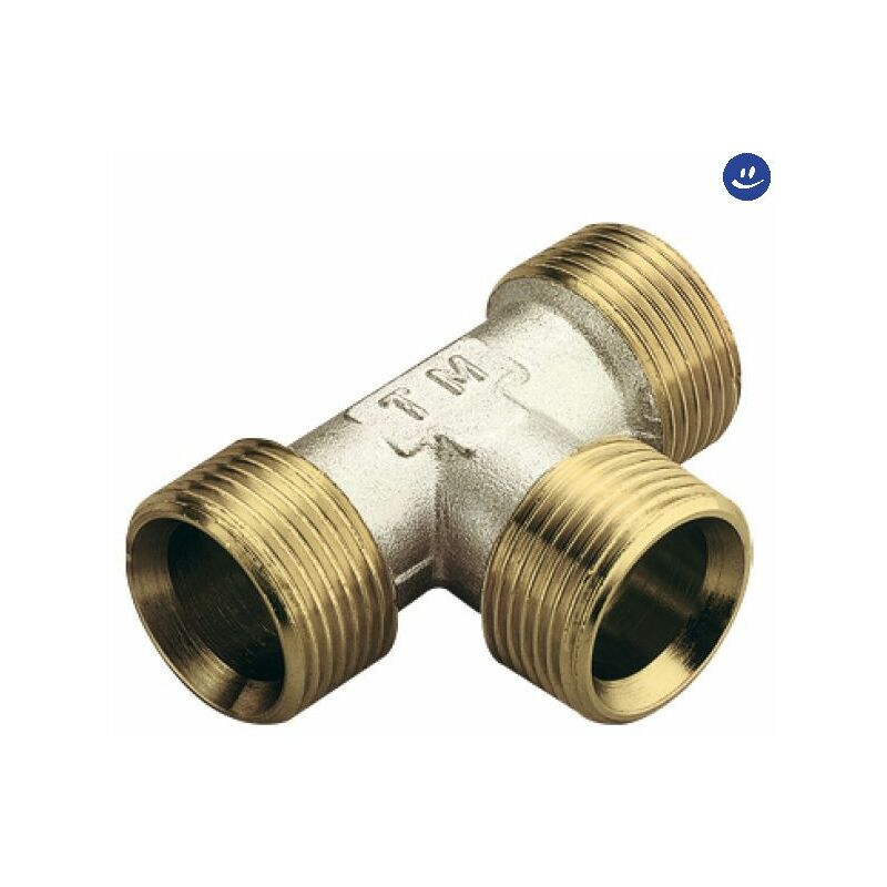 foto del prodotto raccordo a t intermedio in ottone giallo modello waterblock gn 3 4 tiemme