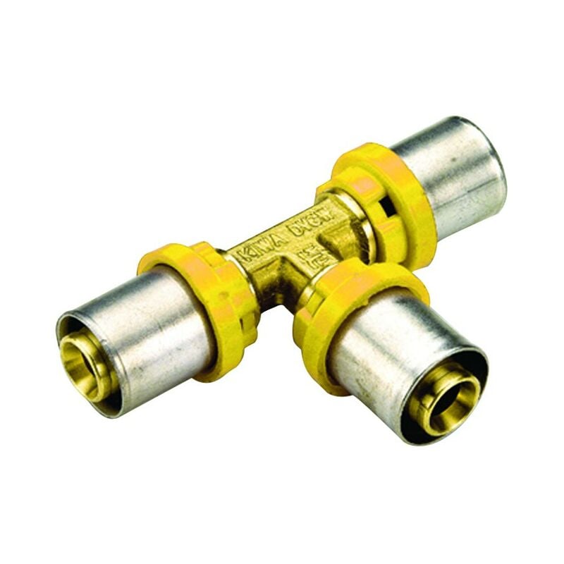 foto del prodotto raccordo a t intermedio per tubo multistrato a pressare per gas modello al cobrapex 20x20x20 tiemme raccorderie spa
