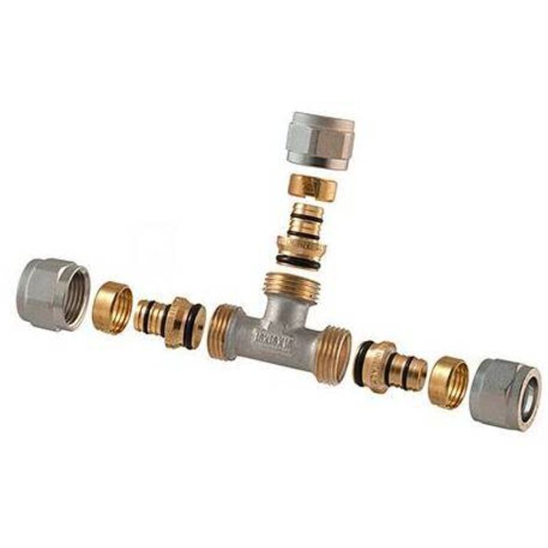 foto del prodotto raccordo a tee 2 pz assemblato a stringere p multistrato 3 4 - 20 2,00 tdmb