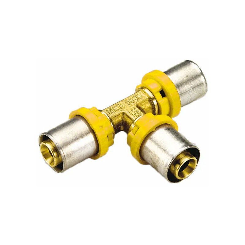 foto del prodotto raccordo a tee ridotto 26x16x26 multistrato a pressare gas tiemme
