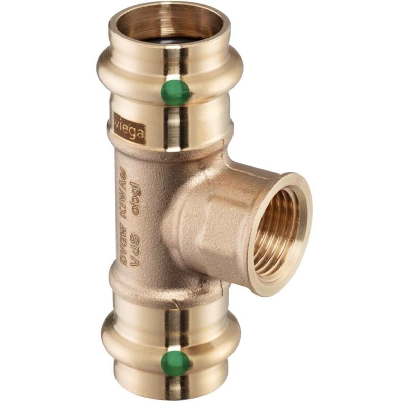 foto del prodotto raccordo a tee sanpress 22x3 4x22 con sc contur, bronzo, estremit a pressare femmina, filettatura rp 313975