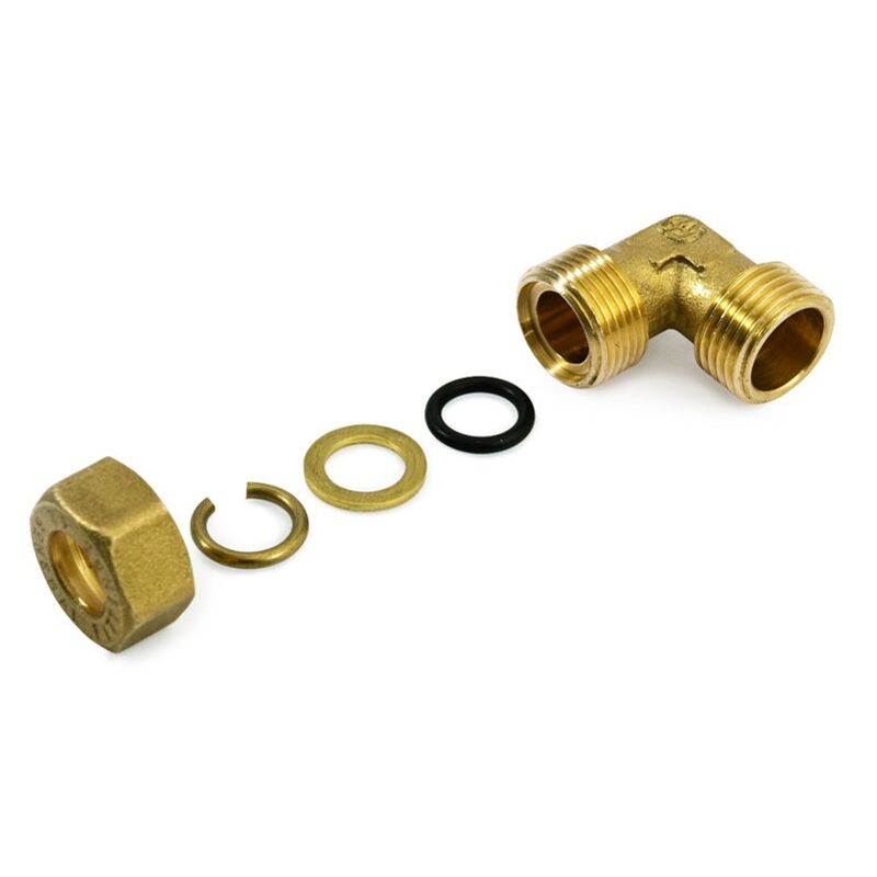 foto del prodotto raccordo angolo gomito maschio 1 2 x12 a compressione in ottone con anello di serraggio ed o-ring di tenuta, per tubo rame 120021h041200a