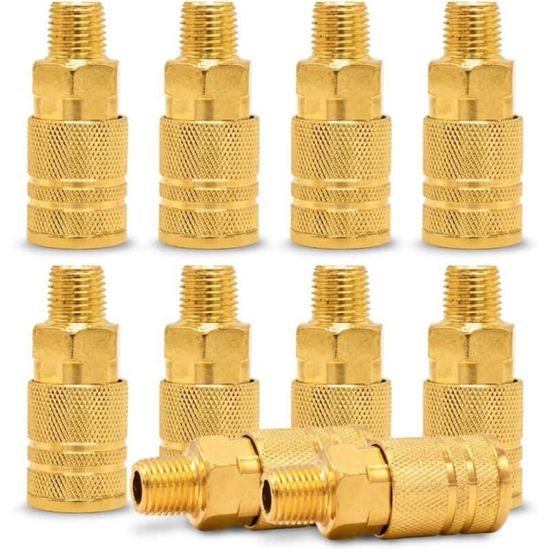 foto del prodotto raccordo aria maschio kit di 10 pezzi di raccordo aria con filettatura npt da 1 4 a sgancio rapido, kit di accessori per utensili pneumatici,
