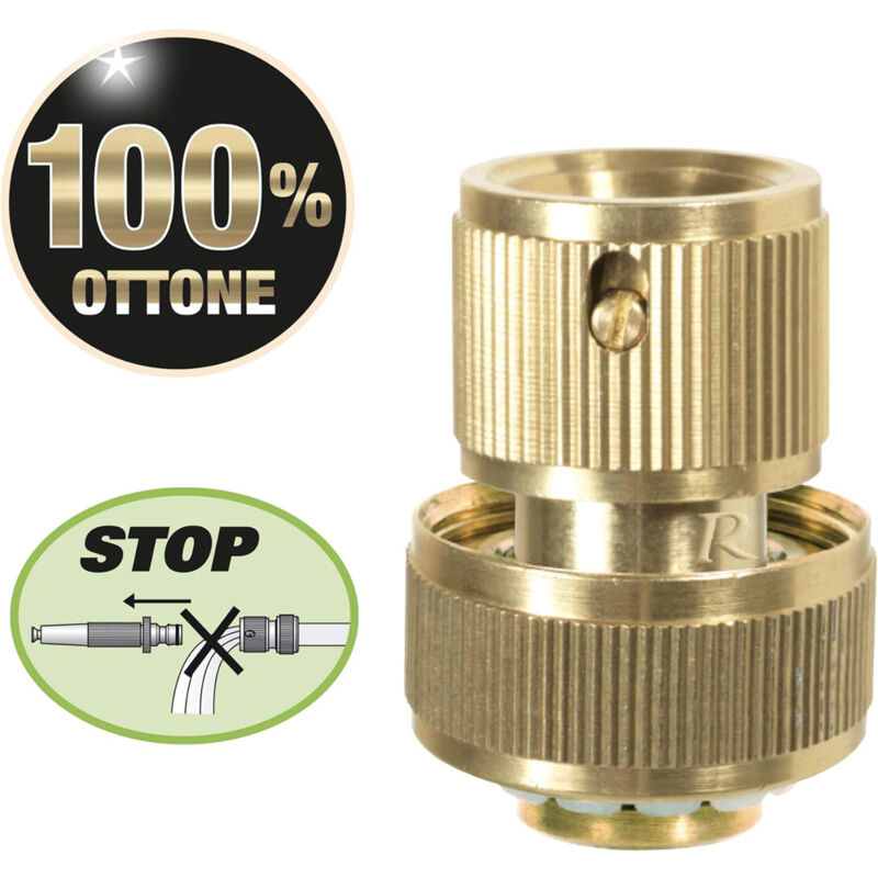 foto del prodotto raccordo attacco rapido ottone tubo acqua giardino acquastop 19mm 3 4 ribimex
