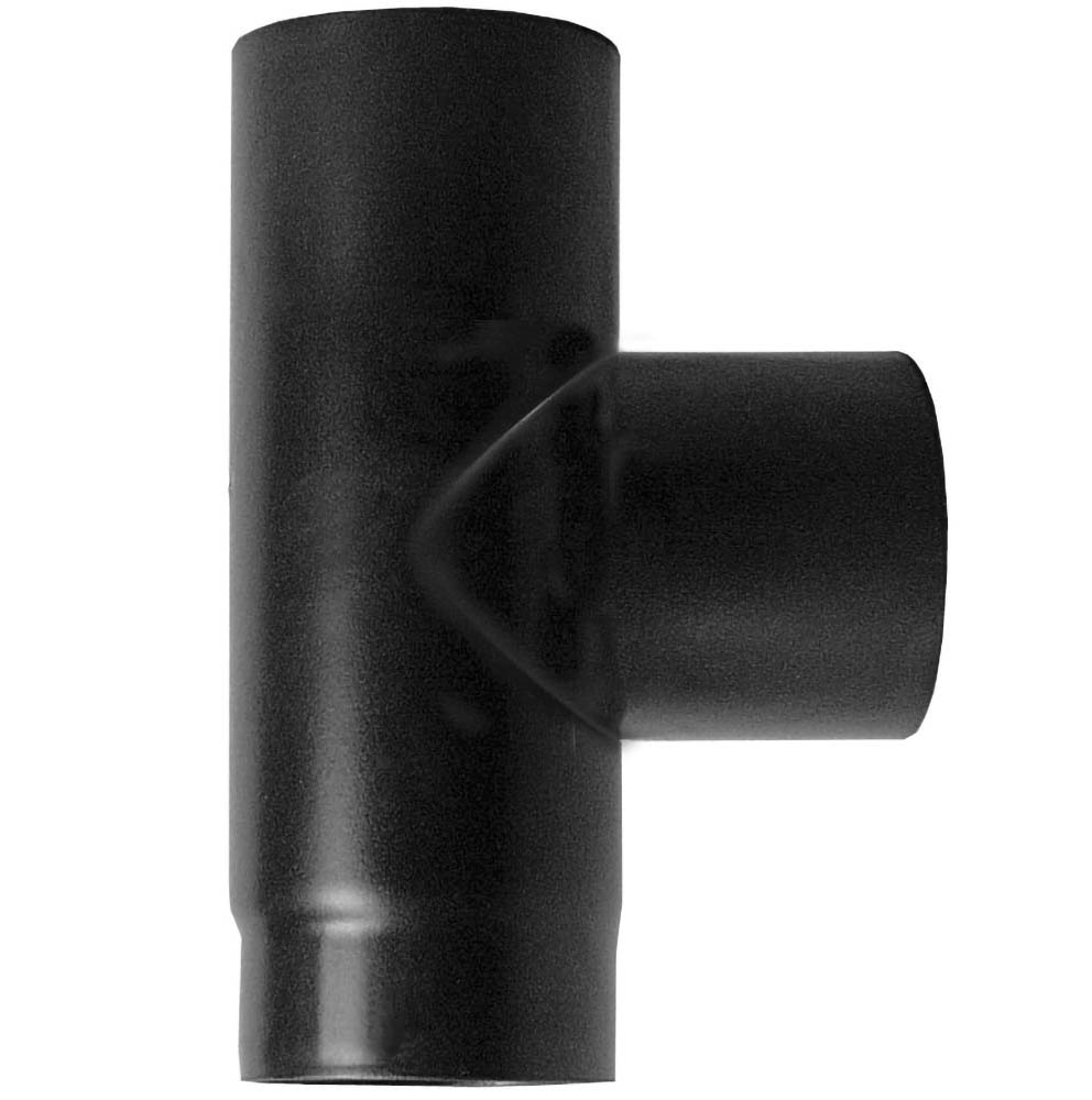 foto del prodotto raccordo caldaia a t 90 fm f dn 120 smaltato 600 gradi stufa legna tubo nero ce made in italy
