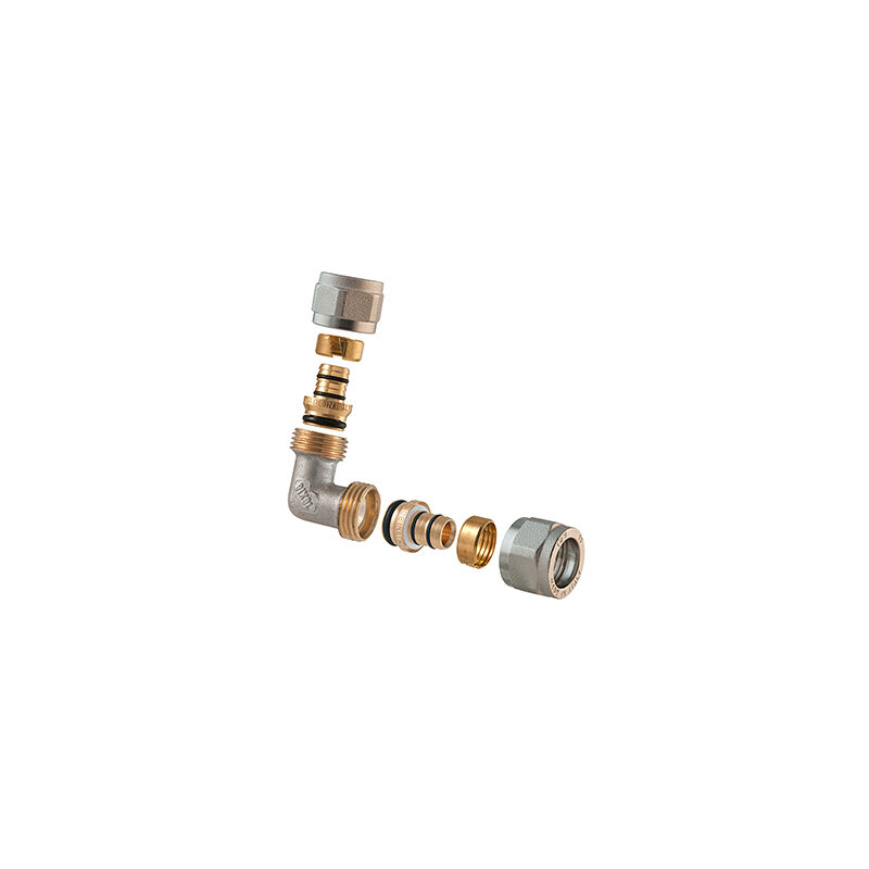 foto del prodotto raccordo curvo doppio a stringere per multistrato 2pz assemblato 1 2 16 x 1 2 16tdmb