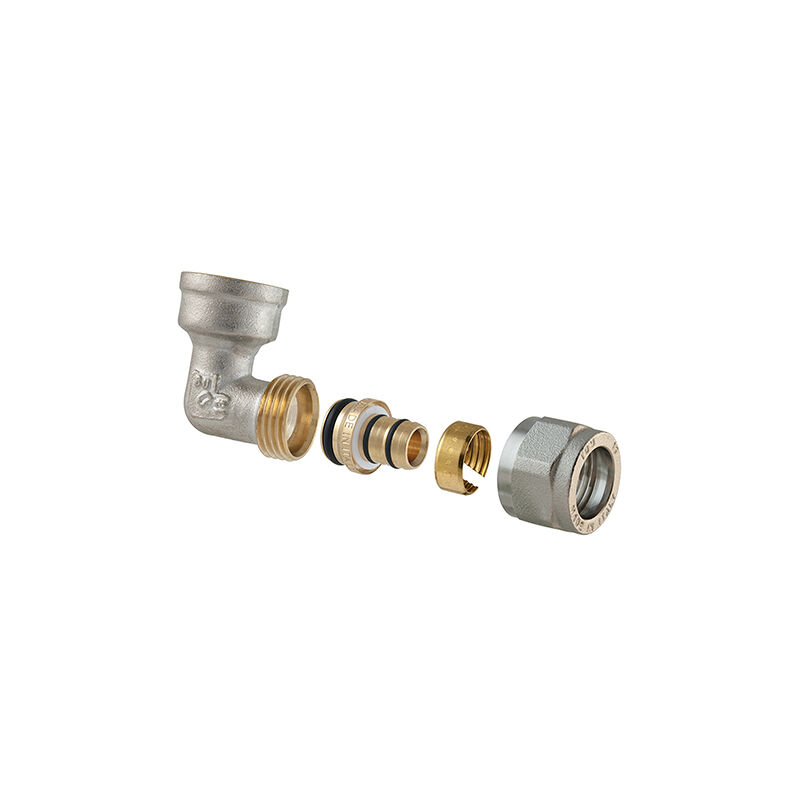 foto del prodotto raccordo curvo femmina a stringere per multistrato 2pz assemblato 1 2 x 1 2 16tdmb