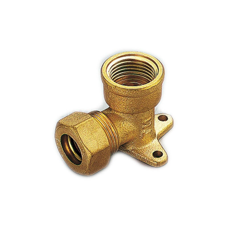 foto del prodotto raccordo curvo femmina con flangia a 3 fori a compressione con tenuta o ring, diametro 1 2x12
