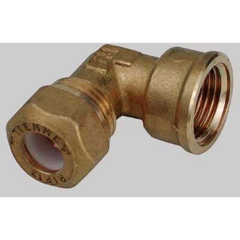 foto del prodotto raccordo curvo femmina con ogiva in ptfe per tubo rame serie 1205 1/2' 16 tiemme