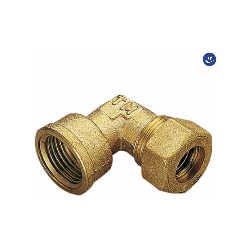 foto del prodotto raccordo curvo femmina con tenuta o ring per tubo rame modello 1300 3 8 10 tiemme
