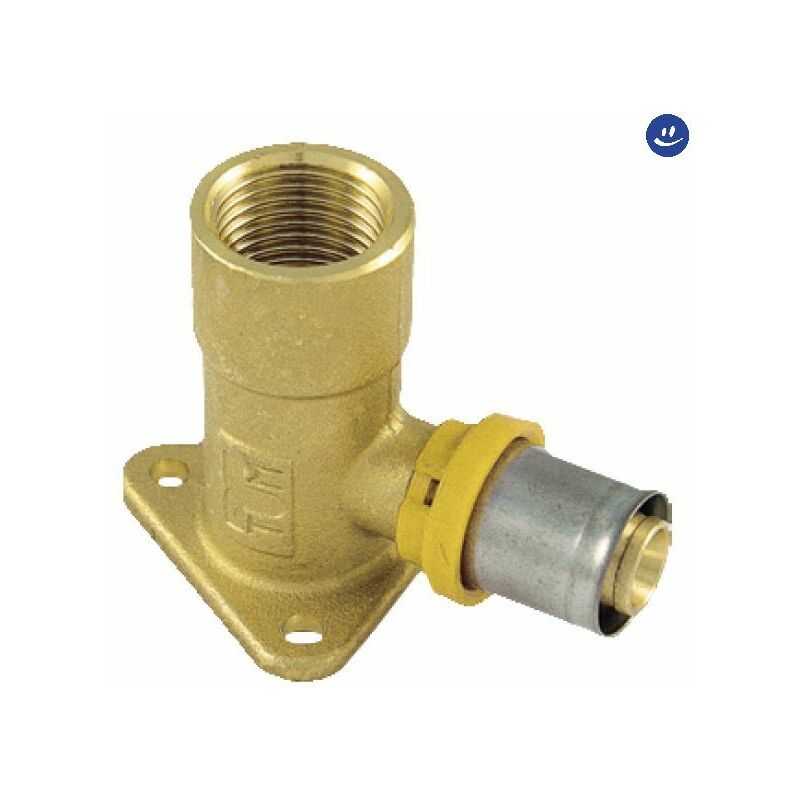 foto del prodotto raccordo curvo femmina flangiato per tubo multistrato a pressare per gas modello al cobrapex h.53mm 1 2 16 tiemme