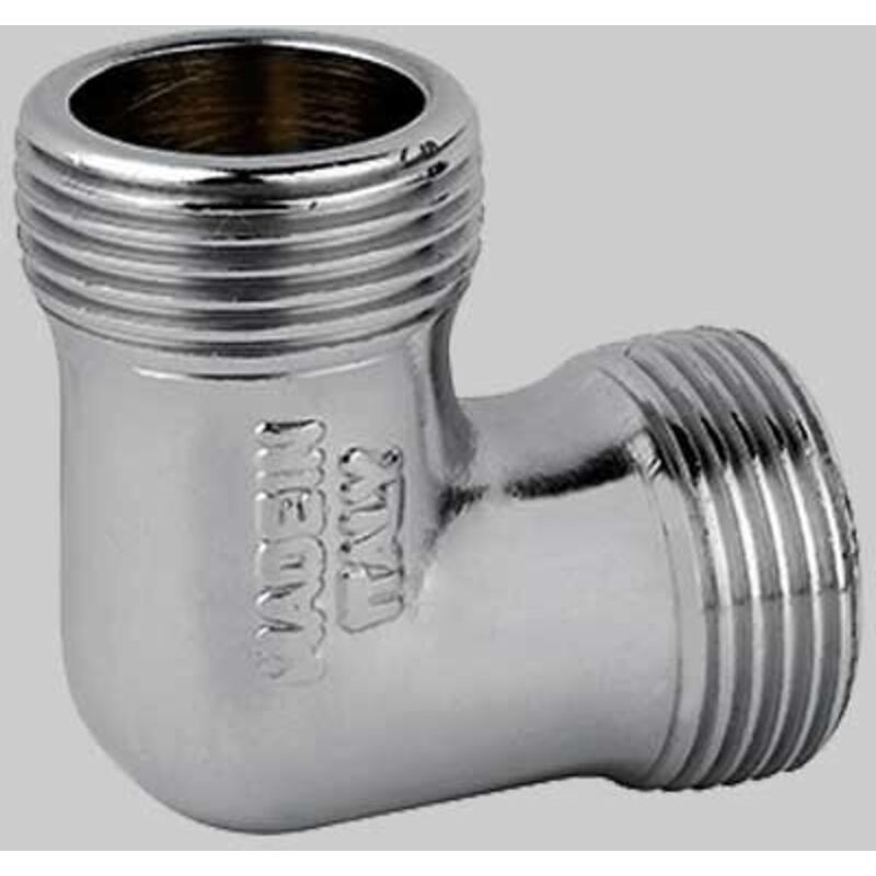 foto del prodotto raccordo curvo intermedio maschio maschio in ottone nichelato 1/2' x 1/2' tiemme