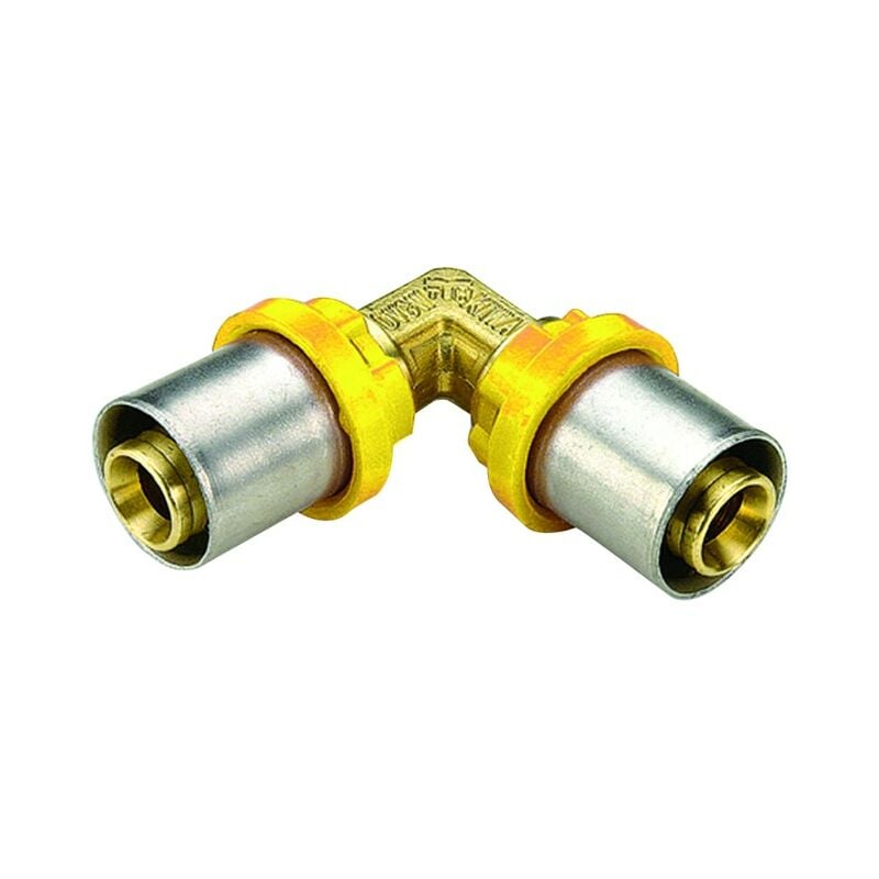 foto del prodotto raccordo curvo intermedio per tubo multistrato a pressare per gas modello al cobrapex 26 tiemme raccorderie spa