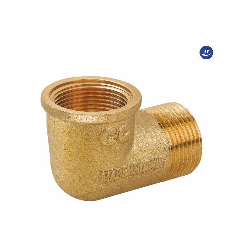 foto del prodotto raccordo curvo maschio femmina in ottone giallo serie c043 11 2 cavaletto