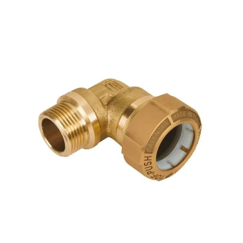 foto del prodotto raccordo curvo maschio in ottone per tubo in polietilene serie tof-push 25x3 4' effebi