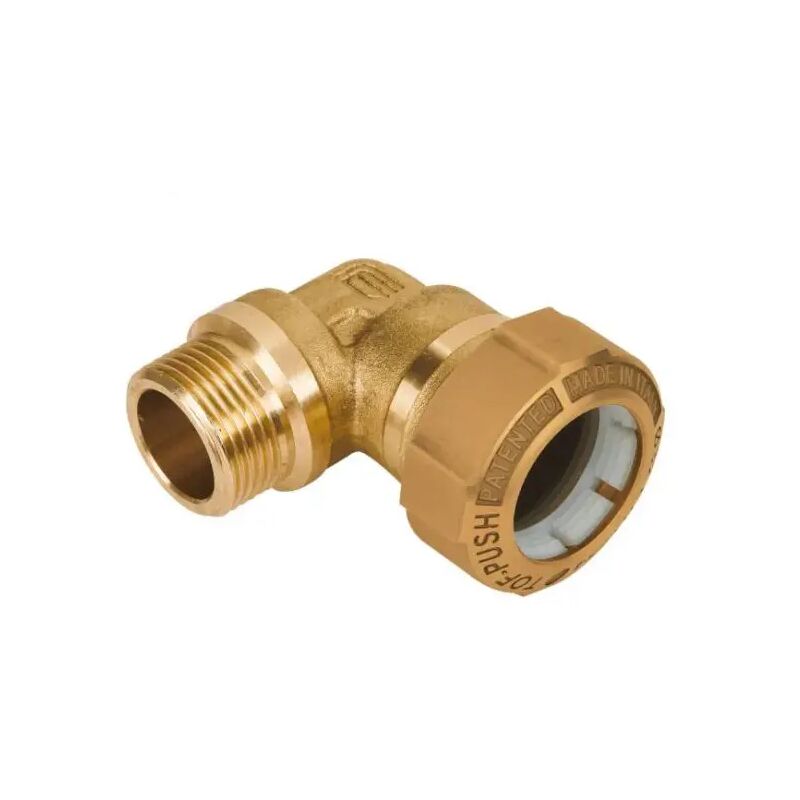 foto del prodotto raccordo curvo maschio in ottone per tubo in polietilene serie tof-push 32x1' effebi