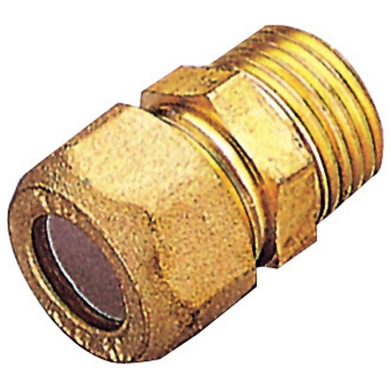 foto del prodotto raccordo diritto bicono in ottone per gas attacco m maschio 10 x 3/8' filettato