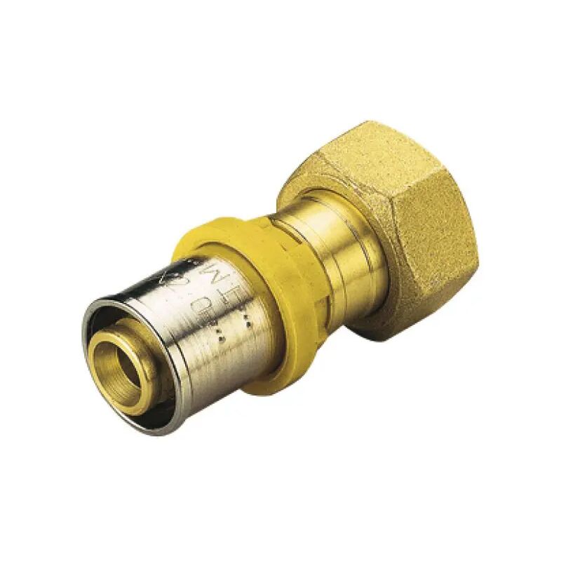 foto del prodotto raccordo diritto con girello e guarnizione piana per tubo multistrato a pressare gas serie 2665 3 4 20x2 tiemme