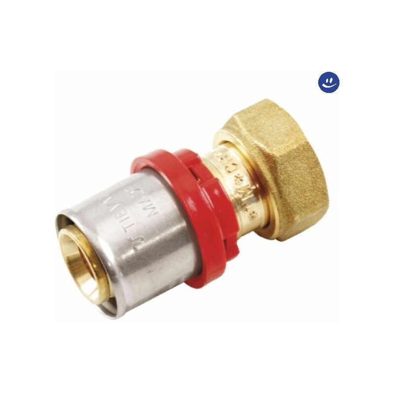 foto del prodotto raccordo diritto con girello e guarnizione piana per tubo multistrato a pressare modello al cobrapex 1 2 16 tiemme
