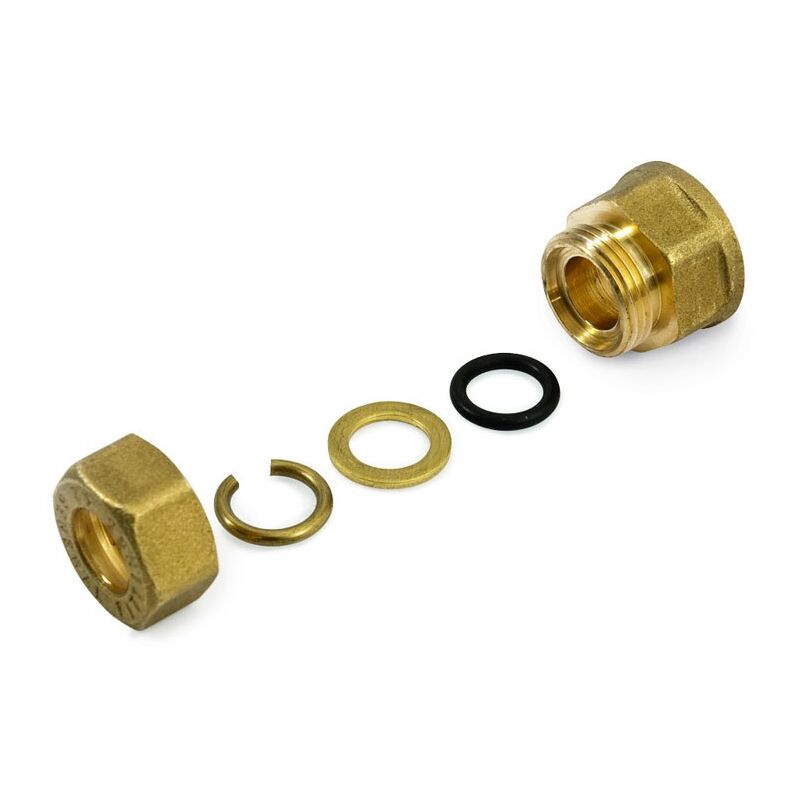 foto del prodotto raccordo diritto femmina 1 2x18 a compressione in ottone con anello di serraggio ed o ring di tenuta, per tubo rame 120002h041800a