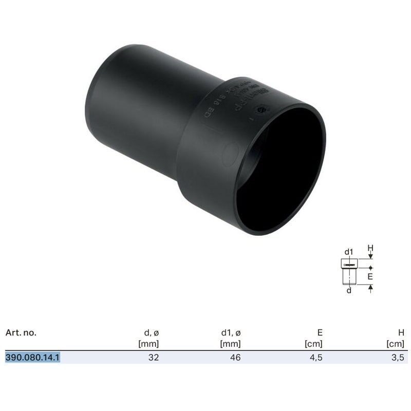 foto del prodotto raccordo diritto geberit silent pp 32x46 mm 390.080.14.1