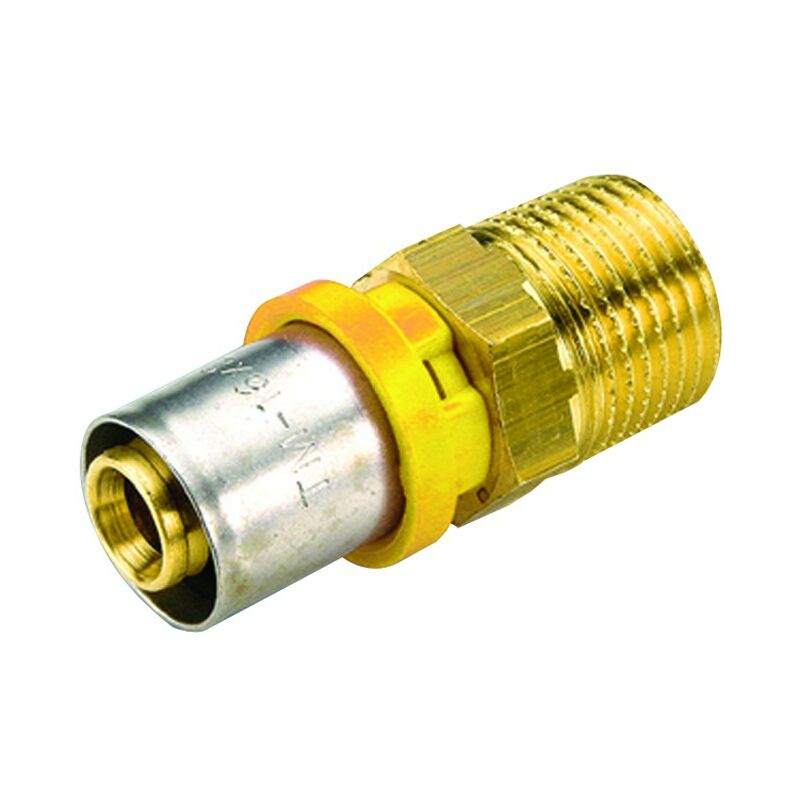 foto del prodotto raccordo diritto maschio per tubo multistrato a pressare per gas modello al cobrapex 1 32 tiemme raccorderie spa