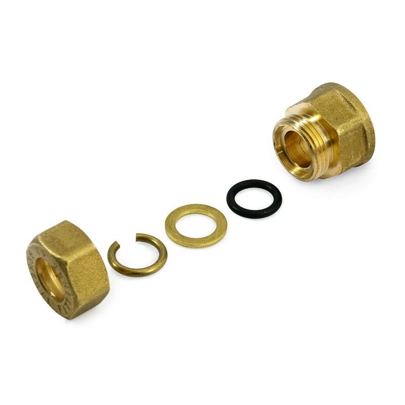 foto del prodotto raccordo f a compressione 3 8 x12 in ottone con anello di serraggio ed o-ring di tenuta, per tubo rame 120002h031200a