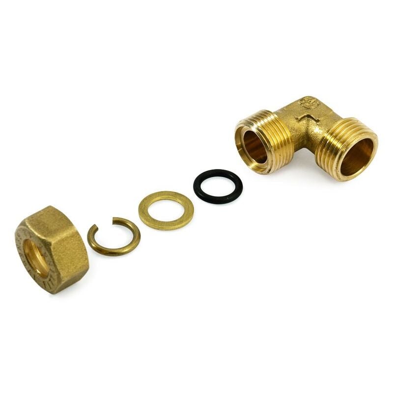 foto del prodotto raccordo gomito m a compressione 3 8 x12 in ottone con anello di serraggio ed o-ring di tenuta, per tubo rame 120021h031200a