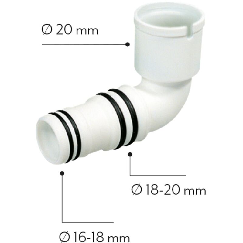 foto del prodotto raccordo gomito scarico condensa climatizzatore 16 18 18 20mm