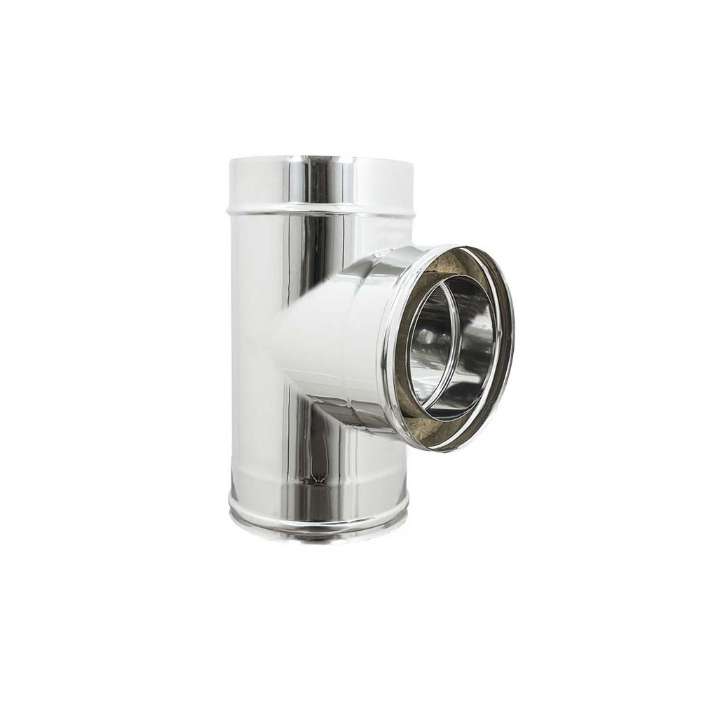 foto del prodotto raccordo inox a tee t doppia parete di 250 de 300 mm