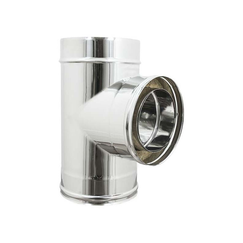 foto del prodotto raccordo inox a tee t doppia parete di 80 de 130 mm