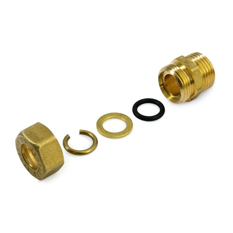 foto del prodotto raccordo m a compressione 3 8 x12 in ottone con anello di serraggio ed o-ring di tenuta, per tubo rame 120001h031200a