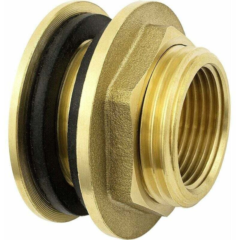 foto del prodotto raccordo passaparete in ottone/acciaio inossidabile kzq da 3/4 (20/27), 2 guarnizioni in gomma incluse, per rubinetti, recupero acqua piovana,