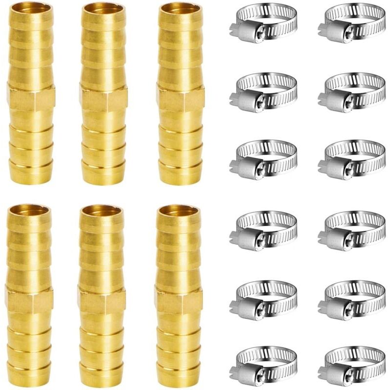 foto del prodotto raccordo per tubo flessibile in ottone ymyny connettore pneumatico da 10 mm, 6 pezzi, connettore per tubo flessibile in ottone per carburante, aria,