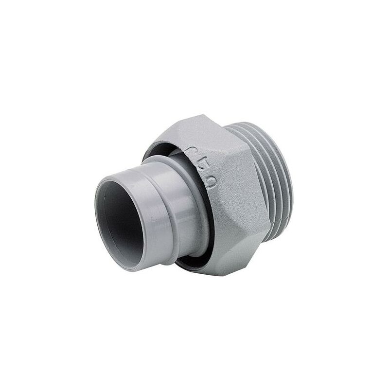 foto del prodotto raccordo plastico per guidacavi in pvc mf nylon, filettatura pg colore grigio, diametro guidacavo interno 15mm filettatura pg13,5